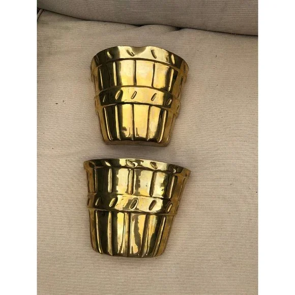 Vintage Wall Pocket Pair Raymor Bucket Shape Tradition by Raymor India Metalware - Picture 10 of 10